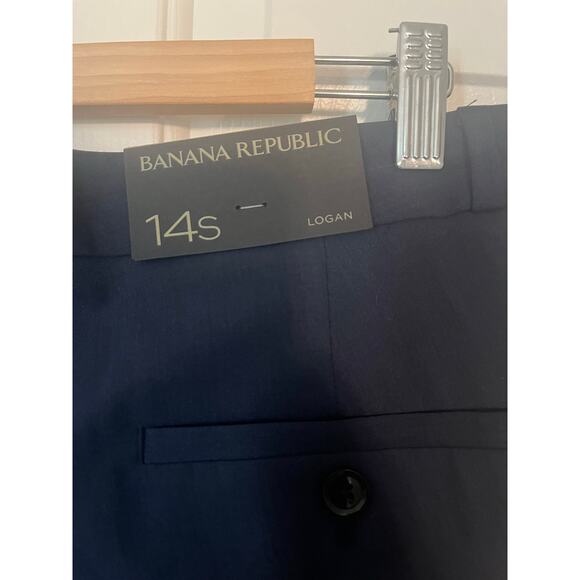 NWT Banana Republic Logan Trouser-Fit Washable Wool-Blend Pant - Navy sz 14S - Picture 5 of 9